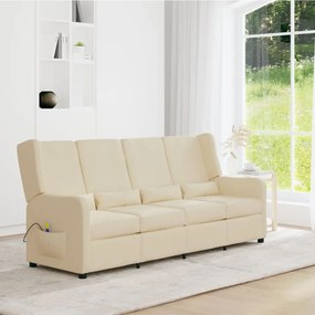 vidaXL Sofá de massagens reclinável 4 lugares tecido cor creme