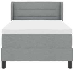 Cama Box com Colchão - Cinza Claro, 90 x 190 cm, Tecido