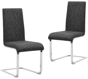 282907 vidaXL Cadeiras de jantar cantilever 2 pcs couro artificial preto