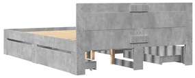 Estrutura de cama c/ cabeceira derivados madeira cinza-cimento