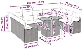 Conjunto de Sofás de Jardim vidaXL com Almofadas Bege de Poli Rattan e
