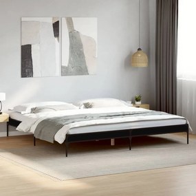 Estrutura de cama 200x200 cm derivados de madeira/metal preto