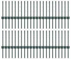 Postes de Cerca Prateados 44 pcs Verde 100 x 0.4 m Aço