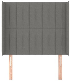 Cabeceira cama c/ abas tecido 93x16x118/128 cm cinzento-escuro