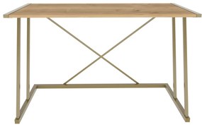 Secretária de Estudo Adelaide - Dourado e Carvalho - 114x60x75 cm