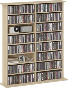 Organizador para CD e DVD com 16 compartimentos e 12 prateleiras ajustáveis 106,5 x 24 x 126,3 cm, capacidade máxima de 720 CD/396 DVD e Blu-ray, cor
