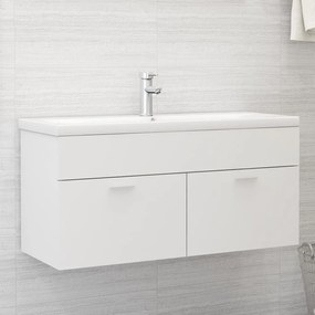Armário de lavatório 100x38,5x46 cm contraplacado branco
