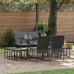 Conjunto de Jantar de Jardim com 10 Peças e Almofadas em Aço e Textilene