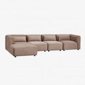 Sofá Modular Chaise Longue Esquerdo De 4 Peças Fogler Bombazina Castanho Camel - Sklum