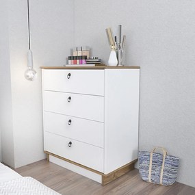 Cômoda Sahra – Branco Nogueira – 72x83,1x42 cm