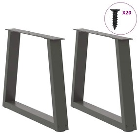 Mesa de jantar pernas 2pcs forma V 50x(42-43,3)cm aço antracite