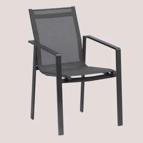 Pack 4 cadeiras de jardim em alumínio Eika Cinza Antracite - Sklum