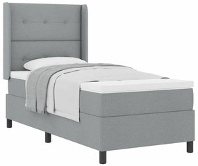 Cama com Estrado e Colchão - Cinza Claro, 80x200 cm, Tecido