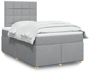 Cama boxspring com colchão 120x190 cm tecido cinzento-claro