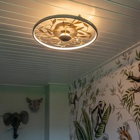 Candeeiro de teto Art Déco preto com dourado 3-passos regulável - Bota