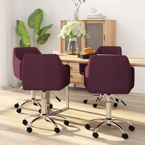 vidaXL Cadeiras de jantar giratórias 4 pcs tecido roxo