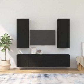vidaXL Conjunto móveis de TV 5 pcs madeira processada preto