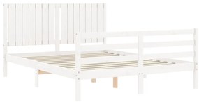 Estrutura de cama com cabeceira 160x200 cm madeira maciça