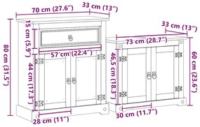 2 pcs conj. de móveis p/ casa de banho Corona pinho maciço
