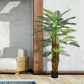 Palmeira artificial, 1,6 m de altura. Árvore artificial com tronco, ramos, líquen e folhas. Muito realista. Vaso incluído Verde