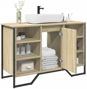 vidaXL Móvel p/ lavatório 91x35x60cm derivados madeira carvalho sonoma