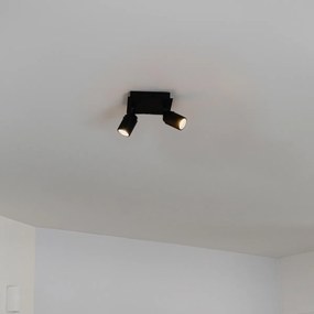 Foco de teto moderno preto quadrado 2 luzes IP44 - Ducha