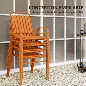 Conjunto de 4 cadeiras de jardim empilháveis para exterior (MESA NÃO INCLUIDA), com encosto alto e braços, estrutura em aço, 56 x 66 x 91 cm, cor lara