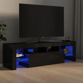 vidaXL Móvel de TV com luzes LED 140x36,5x40 cm preto brilhante