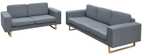 vidaXL Conjunto sofá de 3 lugares e 2 lugares cinzento claro