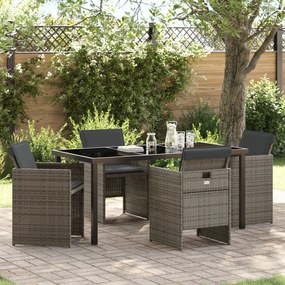 Conjunto de Jantar de Jardim de 5 Peças com Almofadas em Rattan Poly C