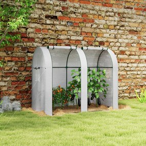 Estufa de jardim 185 x 94 x 150 cm de 1,8 m² para tomateiros, com 2 portas de correr com fecho de correr e 4 janelas enroláveis, em aço e PE 135 g/m²,