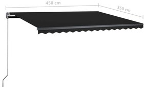 Toldo retrátil manual com LED 450x350 cm antracite