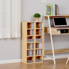 Conjunto de 2 estantes verticais para arrumação de CDs e DVD 21  x 19  x 88  cms, com 6 + 6 compartimentos, capacidade máxima: 160 CDs, cor: faia