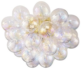 Candeeiro de Teto Design Latão com Vidro Arco-Íris 6 Luzes - Uvas Design