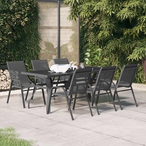vidaXL 7 pcs conjunto de jantar para jardim cinzento e preto