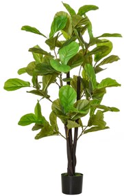 HOMCOM Planta Artificial Ficus 130 cm com 78 Folhas e Vaso de Planta Artificial Decorativa para Interior e Exterior Verde | Aosom Portugal