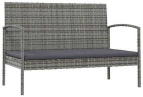 16 pcs conjunto lounge de jardim c/ almofadões vime PE cinzento