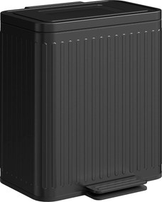 Caixote do lixo com dois compartimentos de 2 x 20 L, 45,5 x 36,5 x 51 cm com pedal, baldes interiores removíveis, preto