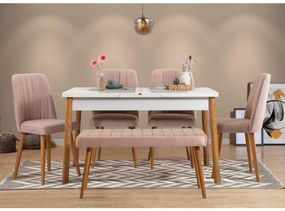 Conjunto de Mesa de Jantar Extensível e Cadeiras Santiago – Pinho Atlâ