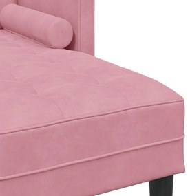 Sofá de 3 Lugares com Chaise em L Rosa Claro 160 cm Veludo