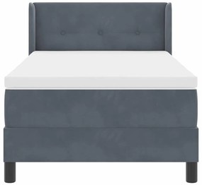 Cama Box da com Colchão Cinza Escuro 100x200 cm Veludo