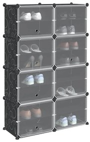 vidaXL Organizador de arrumação com 8 cubos e portas PP preto