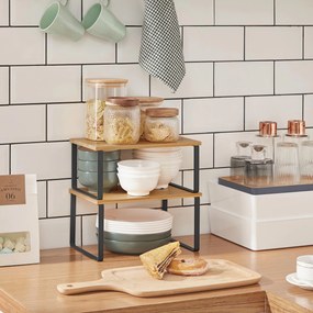 Conjunto de 2 suportes cozinha para especiarias cor Preto-natural