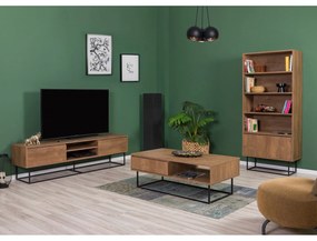 Conjunto de Mobiliário de Sala de Estar Laxus – Nogueira/Preto – TV: 1