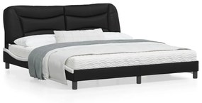 vidaXL Estrutura cama c/ luzes LED 180x200cm couro artif. preto/branco
