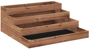 Outsunny Floreira de Madeira Elevada de 4 Níveis com Desenho em Escada para Cultivos Plantas e Flores 113x113x46 cm Castanho Escuro | Aosom Portugal