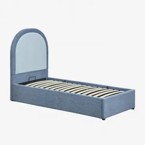 Cama Com Baú Rebatível Em Tecido De Ovelha Kalwa 90 X 190 Cm & Tecido Pele De Borrego Azul Celeste - Sklum