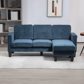 HOMCOM Sofá Chaise Longue Sofá em Forma de L Estofado em Poliéster Sof