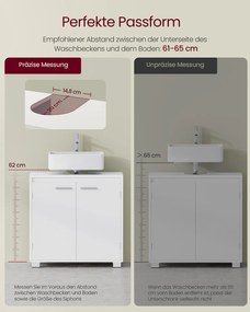 Armário para lavatório (NÃO INCLUIDO) com prateleira ajustável 30 x 60 x 60 cm Branco