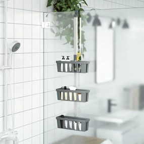 vidaXL Unidade de prateleiras para chuveiro 30x15x (67-105)cm alumínio